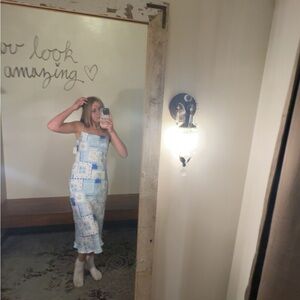 Altar'd State Blue and White Maxi Dress